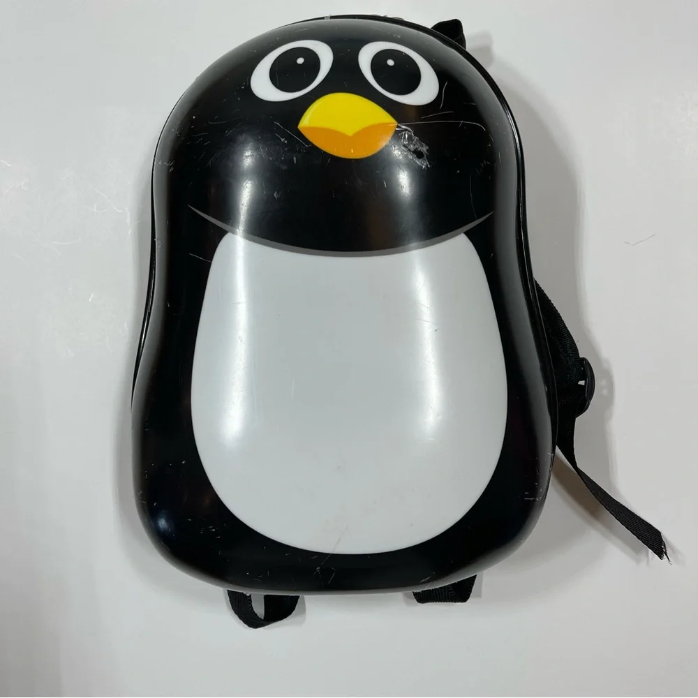 Black Penguin Hard Shell Travel Backpack